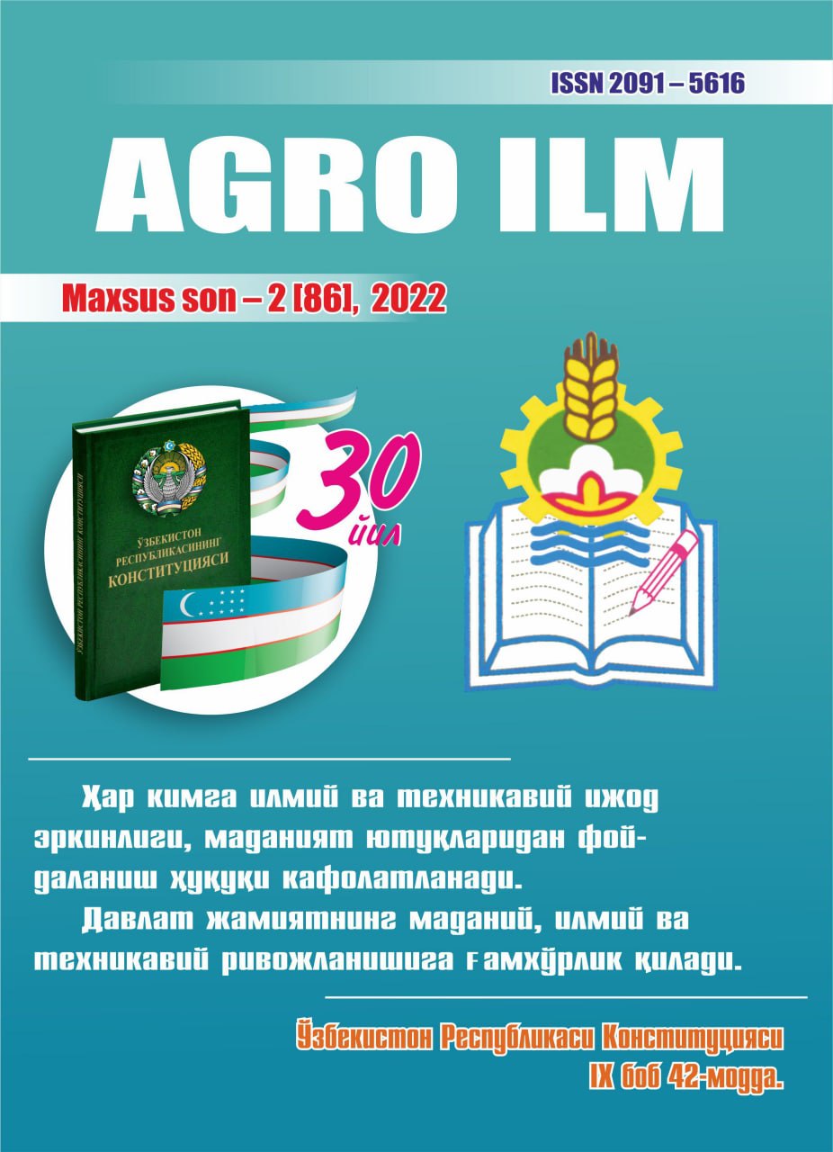 “AGRO ILM” jurnali Maxsus son 2 [86], 2022